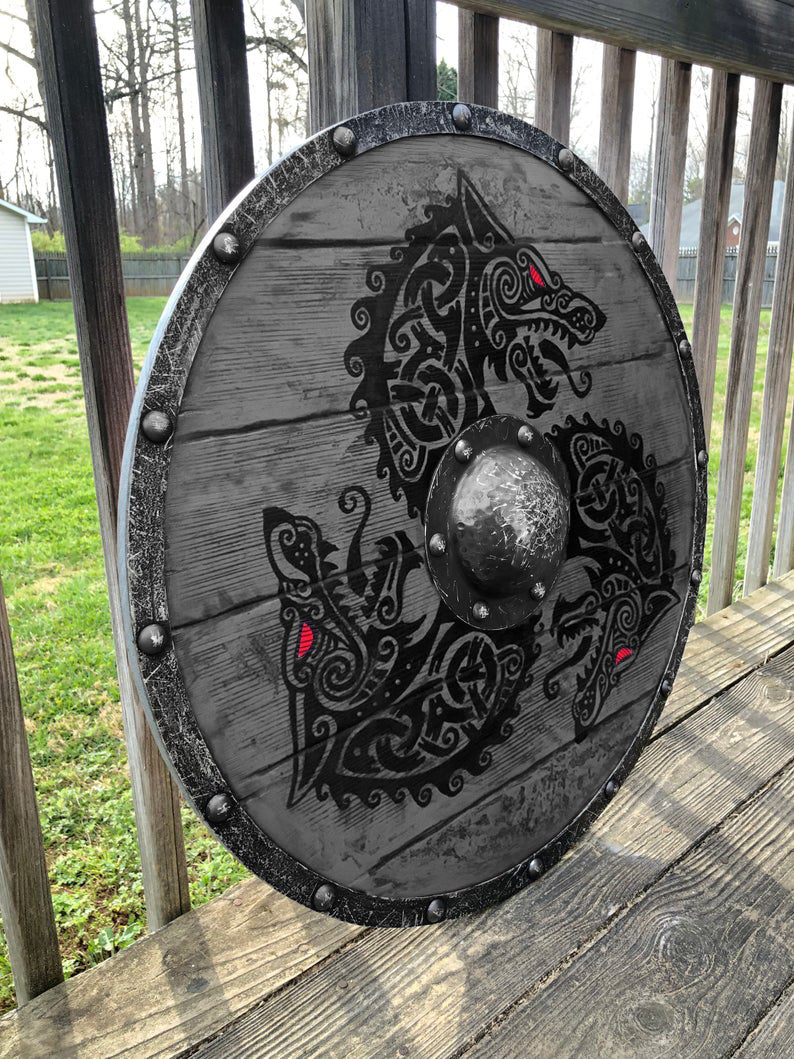 viking shield wolf designs