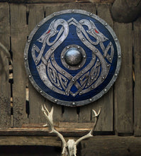 Load image into Gallery viewer, Valhalla Sea Dragon Jörmungandr Authentic Battleworn Viking Shield