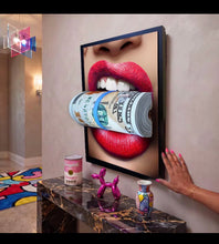Load image into Gallery viewer, 3D PUT YOUR MONEY WHERE YOUR MOUTH IS red lips new money  EDITION Sculpture