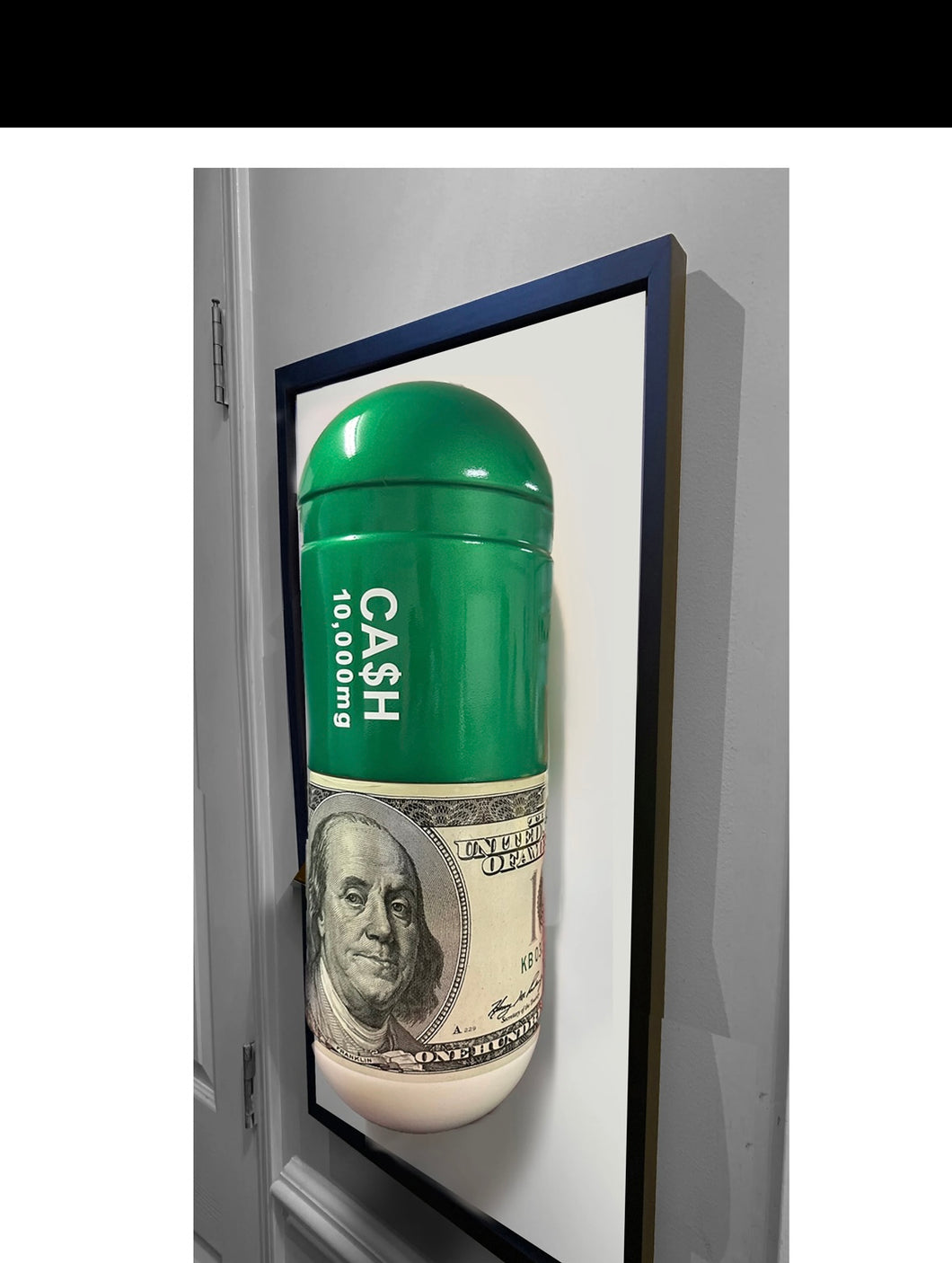 Money Addiction giant pill sculpture