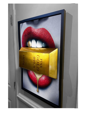 3D PUT YOUR MONEY WHERE YOUR MOUTH IS gold bar EDITION Sculpture