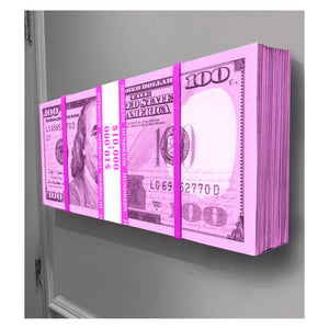 Big PINK Money Stack 3D ready to  hang wall Sculpture