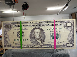 Big Money 80s (old 100 from 1986) Stack 3D ready to hang wall Sculpture