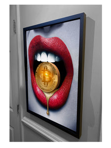 Melting Bitcoin Lips 3D Sculpture