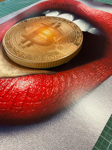 Melting Bitcoin Lips 3D Sculpture