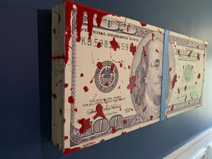 Big BLOOD Money (old 100) Stack 3D ready to hang wall Sculpture
