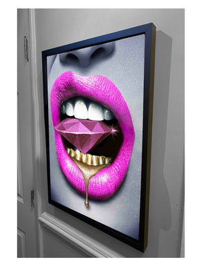 3D Pink Diamond lips Sculpture