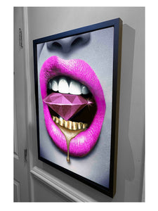 3D Pink Diamond lips Sculpture