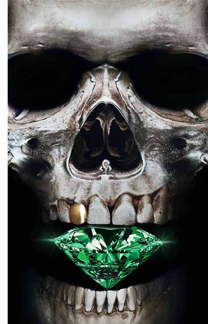 Emerald Skull Original Oil Painting on Canvas