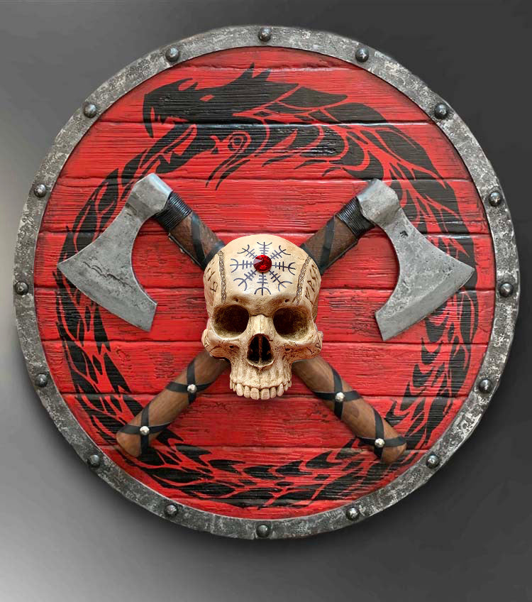Viking Warrior SKULL on Shield